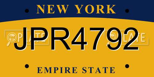 JPR4792 New York License Plate