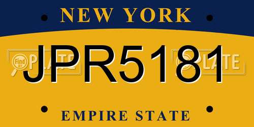 JPR5181 New York License Plate