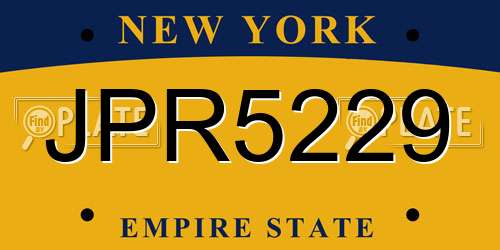 JPR5229 New York License Plate
