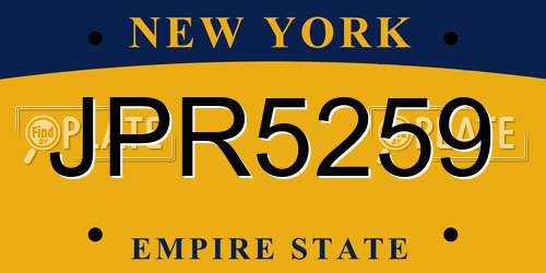 JPR5259 New York License Plate