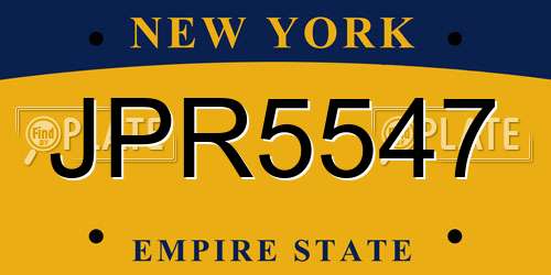 JPR5547 New York License Plate