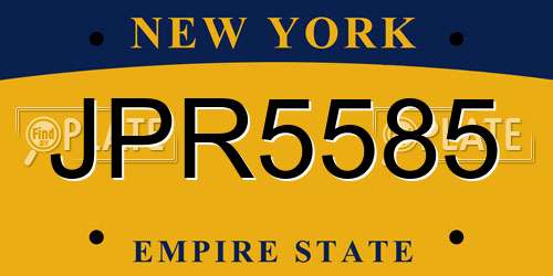 JPR5585 New York License Plate