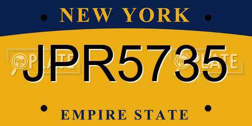 JPR5735 New York License Plate