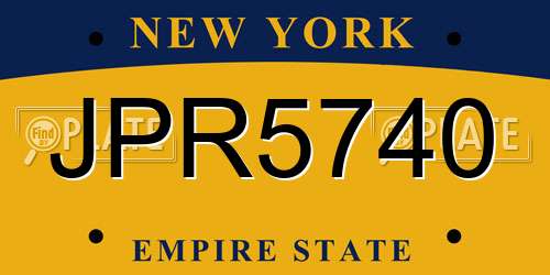 JPR5740 New York License Plate