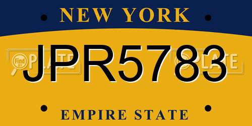JPR5783 New York License Plate