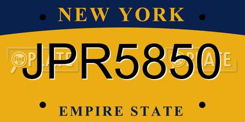 JPR5850 New York License Plate