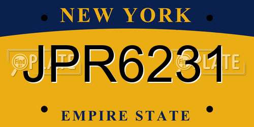 JPR6231 New York License Plate