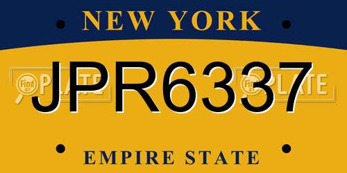 JPR6337 New York License Plate