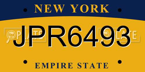 JPR6493 New York License Plate