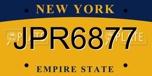 JPR6877 New York License Plate