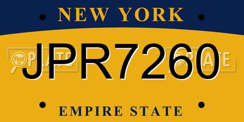 JPR7260 New York License Plate