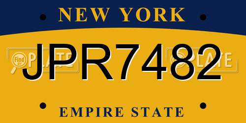 JPR7482 New York License Plate