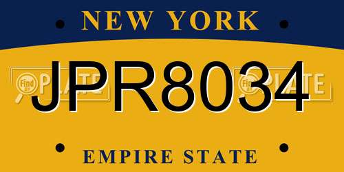 JPR8034 New York License Plate