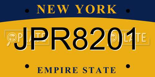 JPR8201 New York License Plate