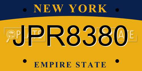 JPR8380 New York License Plate