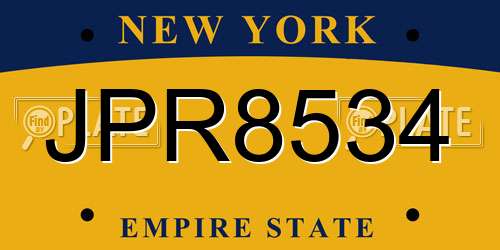 JPR8534 New York License Plate
