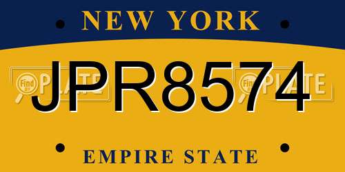 JPR8574 New York License Plate