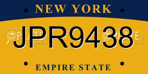 JPR9438 New York License Plate