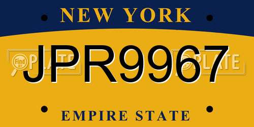 JPR9967 New York License Plate