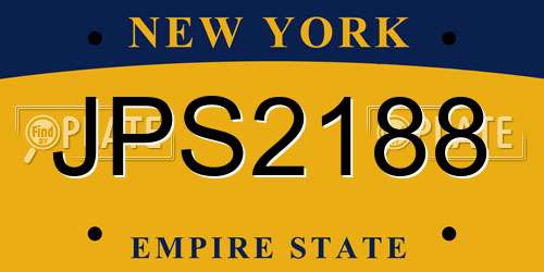 JPS2188 New York License Plate
