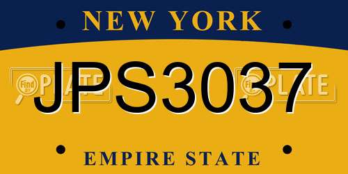 JPS3037 New York License Plate
