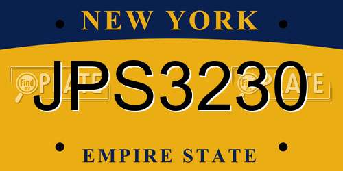 JPS3230 New York License Plate