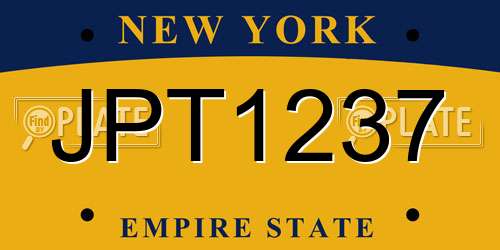 JPT1237 New York License Plate
