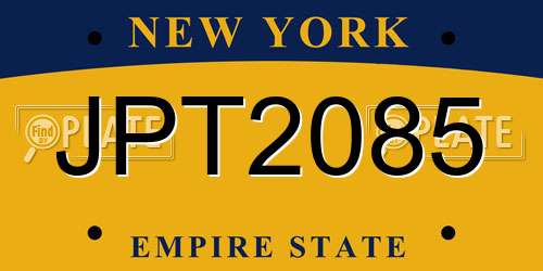 JPT2085 New York License Plate