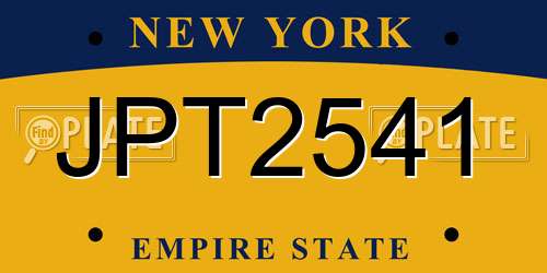 JPT2541 New York License Plate