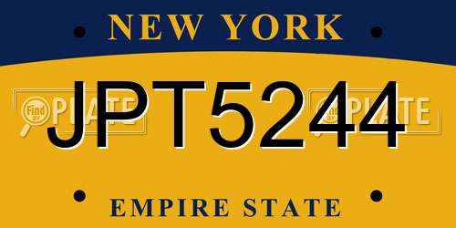 JPT5244 New York License Plate