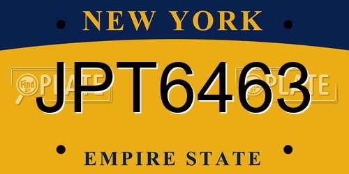 JPT6463 New York License Plate