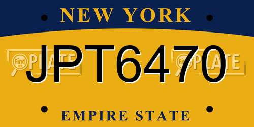 JPT6470 New York License Plate