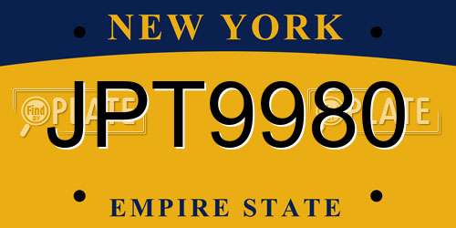 JPT9980 New York License Plate