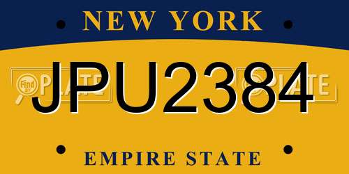 JPU2384 New York License Plate