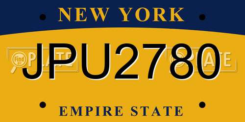 JPU2780 New York License Plate