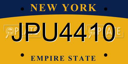 JPU4410 New York License Plate