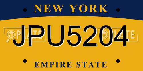 JPU5204 New York License Plate