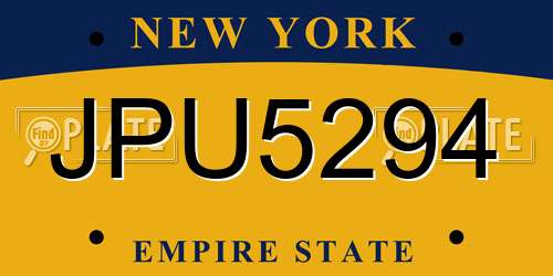 JPU5294 New York License Plate