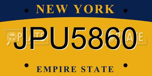 JPU5860 New York License Plate
