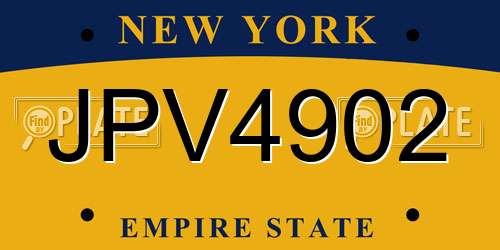 JPV4902 New York License Plate
