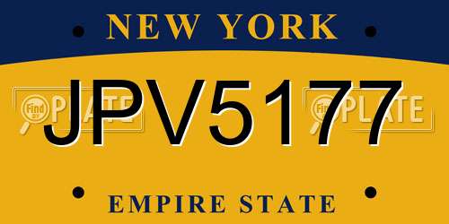 JPV5177 New York License Plate