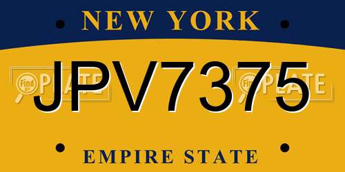 JPV7375 New York License Plate