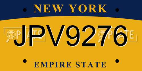 JPV9276 New York License Plate