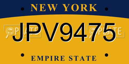 JPV9475 New York License Plate