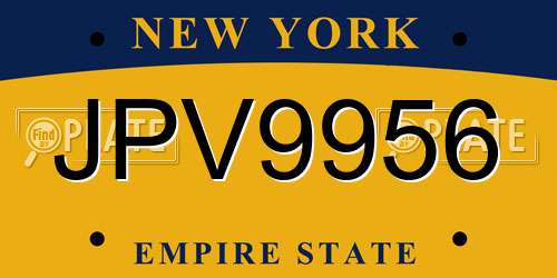 JPV9956 New York License Plate