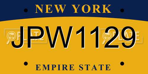 JPW1129 New York License Plate