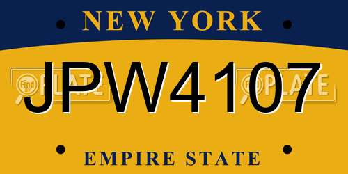 JPW4107 New York License Plate