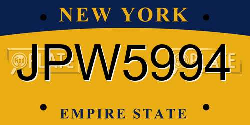 JPW5994 New York License Plate