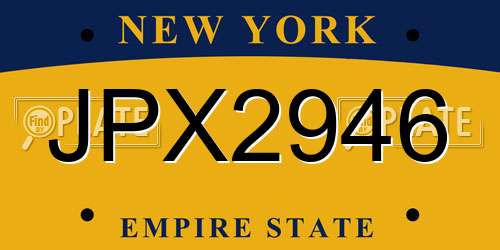 JPX2946 New York License Plate