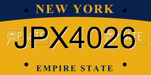 JPX4026 New York License Plate